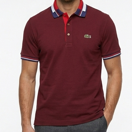 Men’s Elegant Maroon Polo Shirt with Contrast Trim