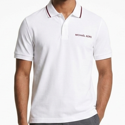 Men's White Premium Polo T-Shirt with Contrast Tipped Collar