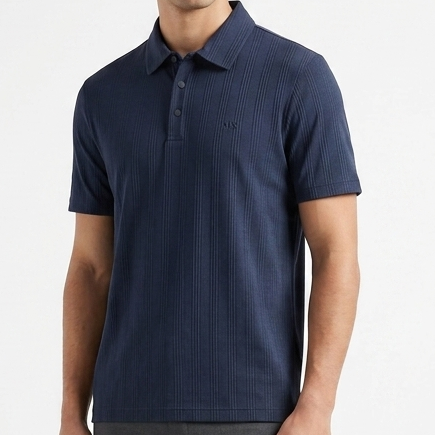 Premium New Edition Textured  Navy Blue Polo T-Shirt  For Men