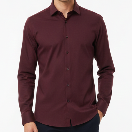 Luxury Solid Maroon Slim-Fit Formal Shirt for Men