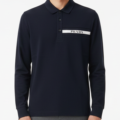 Navy Blue Luxury Polo Shirt  Iconic Minimalist Elegance