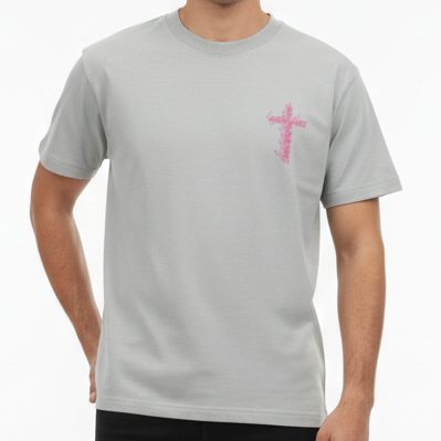 Minimal Cross Print Oversized Cotton T-Shirt Modern Streetwear Style