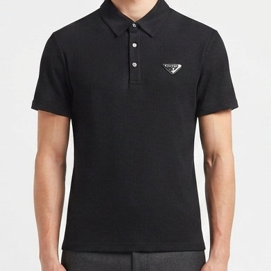 Men’s Premium Black Textured Polo Shirt with Signature Logo