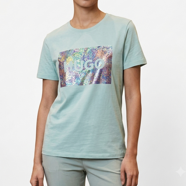 Women Premium Graphic Print Crew Neck T-Shirt – Soft Casual Half Sleeve Tee (Mint Green)