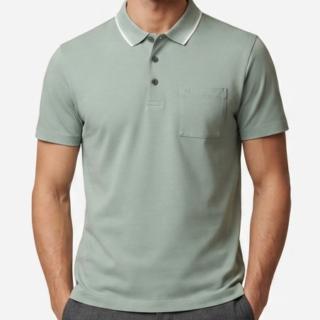 Premium Sage Green Men's Polo T-Shirt with Chest Pocket