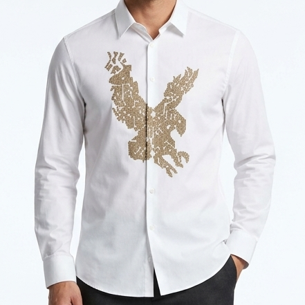 Men's Premium White Eagle Print Shirt | Full Sleeve Slim Fit Casual & Party Wear Shirt