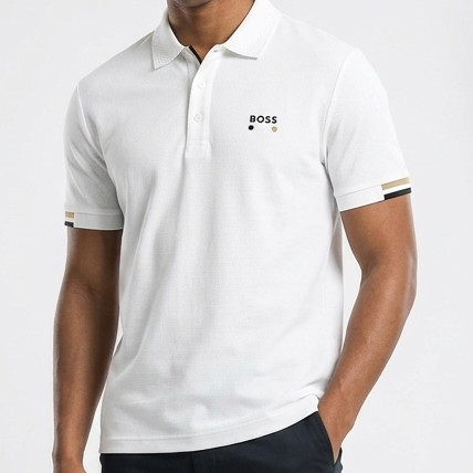 Men’s Premium White Polo T-Shirt Classic Collar Casual  Tee
