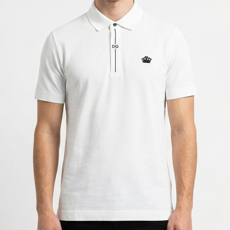 Men's White  Premium Polo T-Shirt with Signature Crown Logo