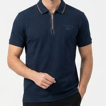Men's Premium  Polo T-Shirt – Half Zip Collar Casual Tee