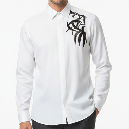 Luxury Designer Shirt with Bold Embellished Detail