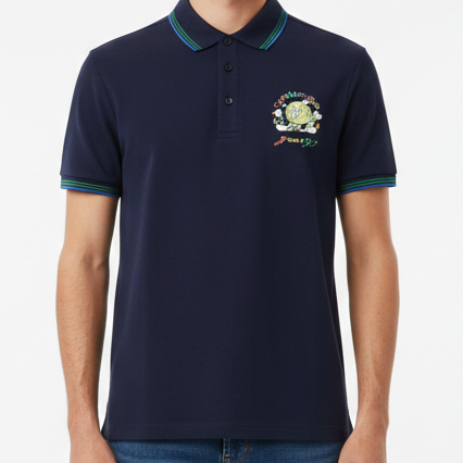 Imported Brand  Navy Graphic Polo Shirt Sporty Luxury Edition