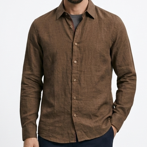 Premium Brown Linen Blend Full Sleeve Shirt for Men