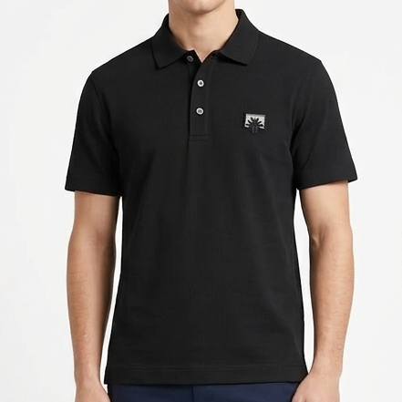 Premium Polo T-Shirt with Signature Chest Logo and Classic Collar