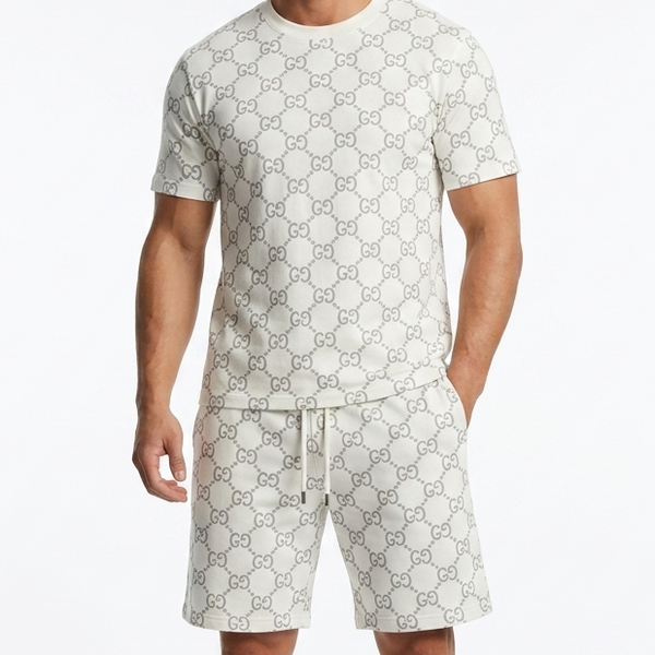 Luxury Signature Print T-Shirt & Shorts Set