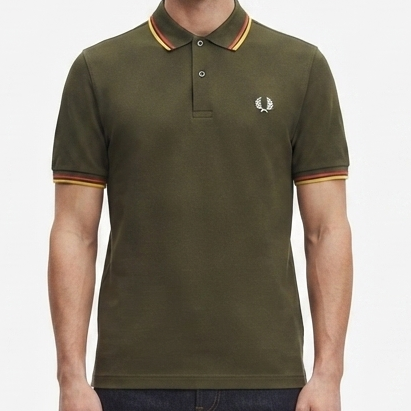 Men Premium Olive Green Polo Shirt with Contrast Collar