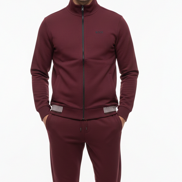 Men’s Premium Maroon Track Suit Set – Zip Jacket &  Joggers