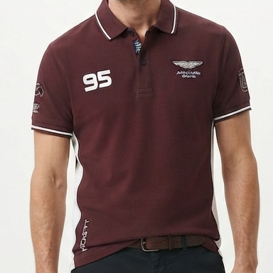 Men’s Maroon Racing Polo T-Shirt – Premium Casual Wear