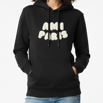 Luxury  Black Fleece Logo Hoodie