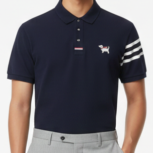 Elegant Polo T-Shirt with Signature Sleeve Stripes