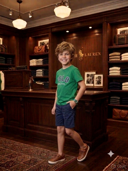 Kid Branded Classic Green Graphic Crew-Neck T-Shirt