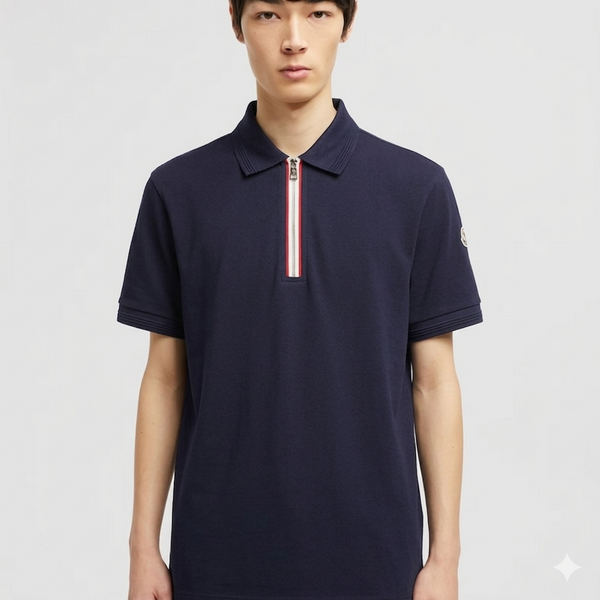 Men’s Premium Zip Polo T-Shirt Stylish Half Zip Collar
