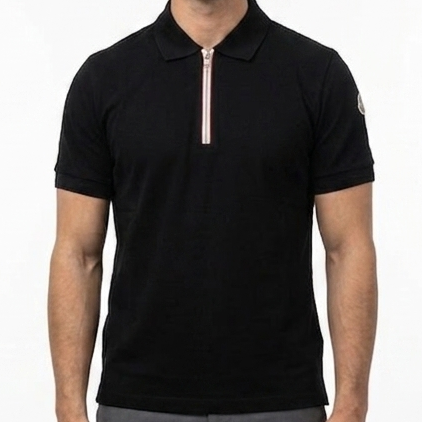 Premium Men's Black Half-Zip Polo T-Shirt | Luxury Casual Regular  Fit  Polo