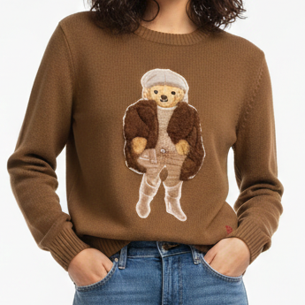 Luxury Classic Teddy Bear Graphic Knit Sweater