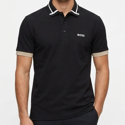 Premium Contrast Collar Polo T-Shirt Classic Black
