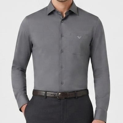 Men Premium Grey Formal Shirt with Pocket Detail  Elegant Full Sleeve Office & Casual Wear