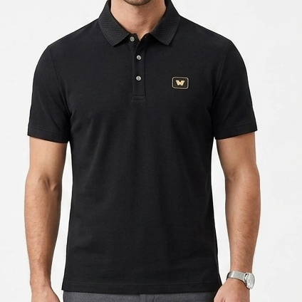 Luxury Men's White Embroidered Logo Premium Polo T-Shirt