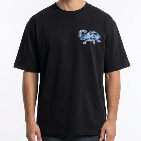 Luxury Black Crew Neck Casual Oversized  T-Shirt