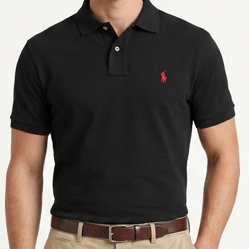 Men Classic Black Polo Shirt Premium Short Sleeve Collared T-Shirt