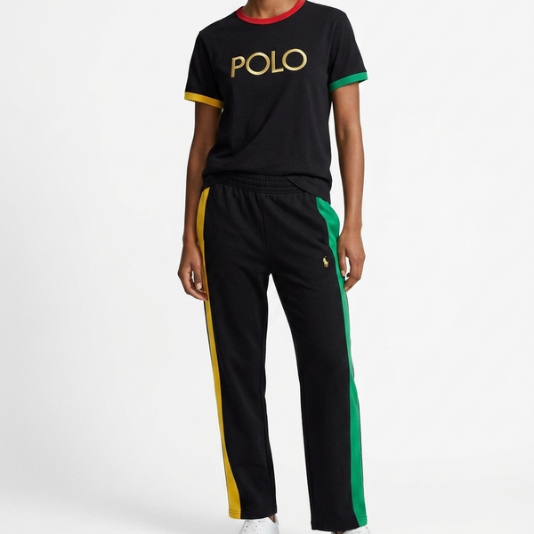 Premium Black Color Block T-Shirt and Track Pants Set