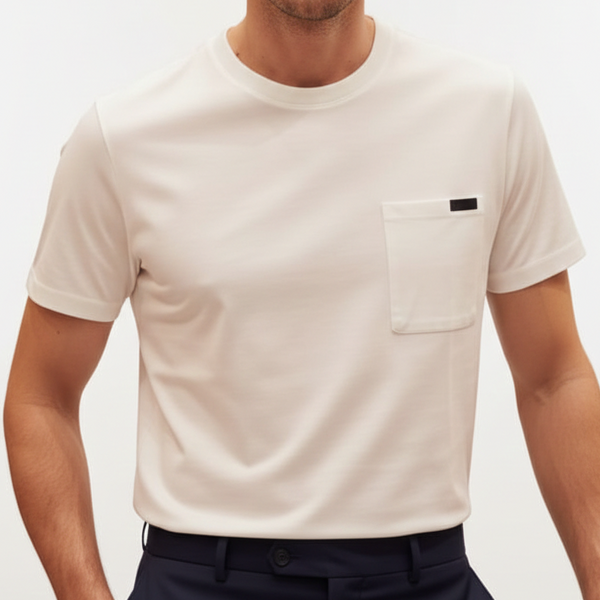 Luxury White Pocket Detail Men’s T-Shirt