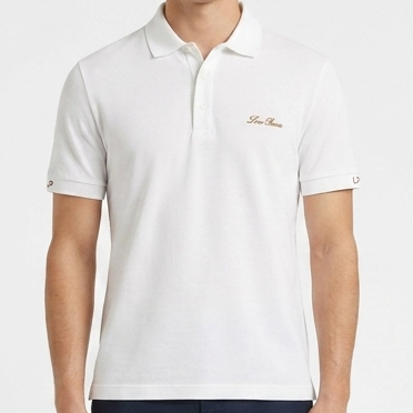 Men Premium White Polo T-Shirt with Embroidered Chest Logo | Classic Short Sleeve Polo