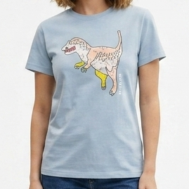 Premium Women’s Light Blue Graphic Printed Casual T-Shirt