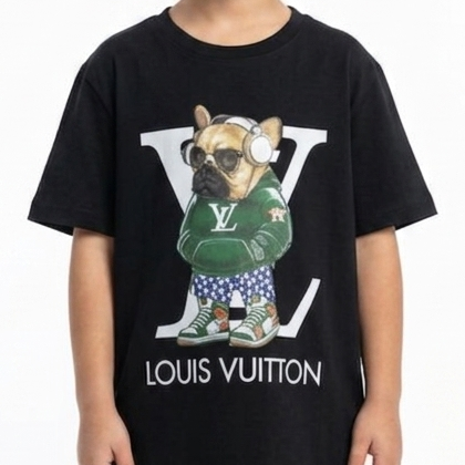 Kids Trendy Black Graphic T-Shirt  Cool Cartoon Style