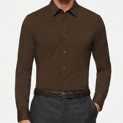 Men Premium Brown Formal Shirt | Elegant Full Sleeve Regular Fit Casual & Office Wear