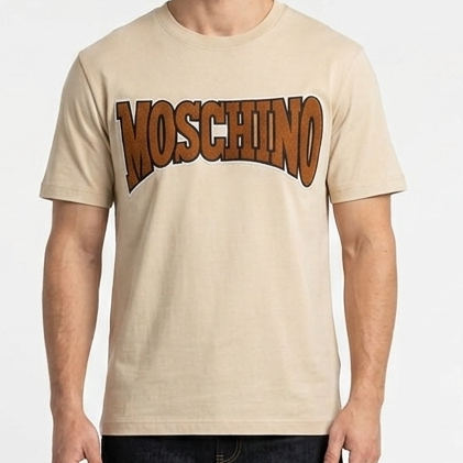 Timeless Premium Beige Patch Logo T-Shirt for Men