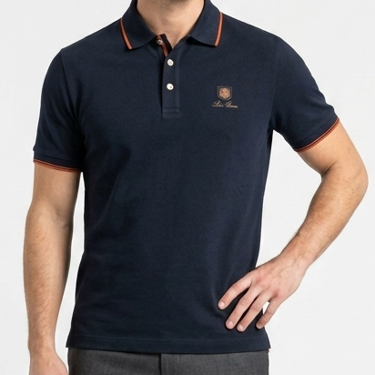 Premium Men's Navy Blue Polo T-Shirt | Classic Embroidered Logo Casual Wear