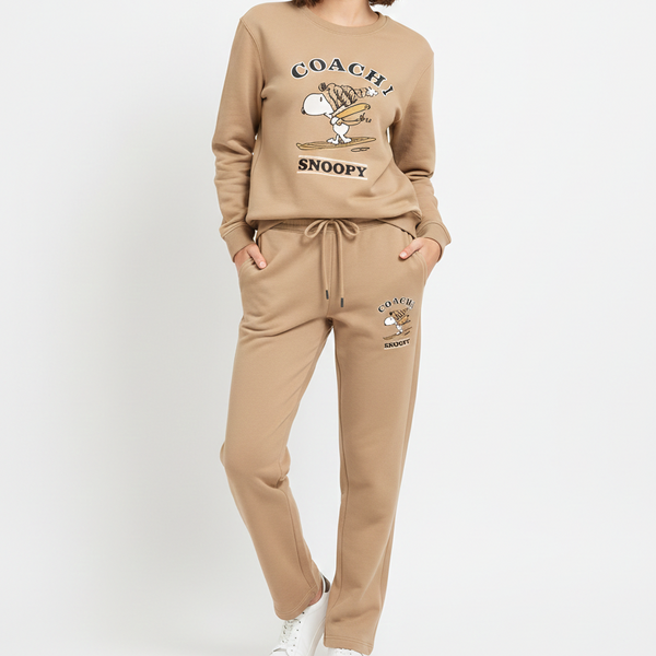 Luxury Beige Lounge Tracksuit Set – Sweatshirt & Joggers”