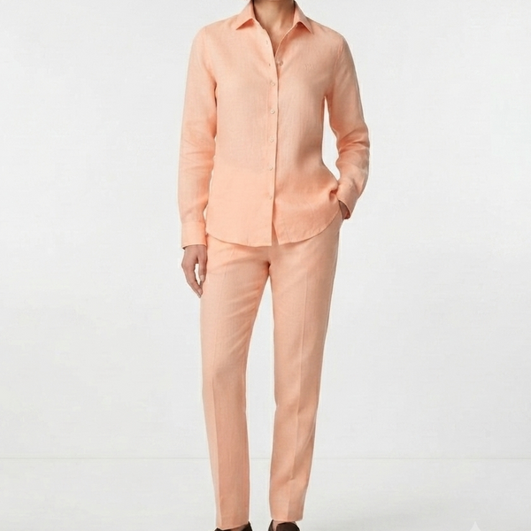 Premium Women's Peach Co-Ord Outfit | Full Sleeve Shirt with Drawstring Pants