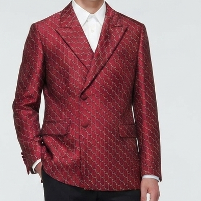 Burgundy Monogram Jacquard Blazer