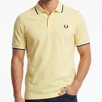 Luxury Yellow  Polo Tee with Contrast Collar Detailing