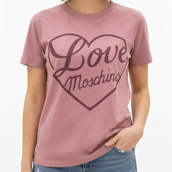 Women's Pink Heart Graphic T-Shirt Premium Casual Crew Neck Tee