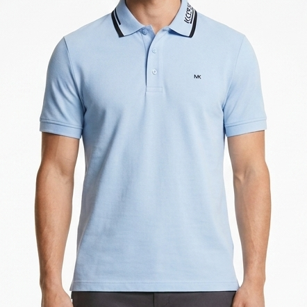 Imported Luxury Men Light Blue Polo T-Shirt with Contrast Collar