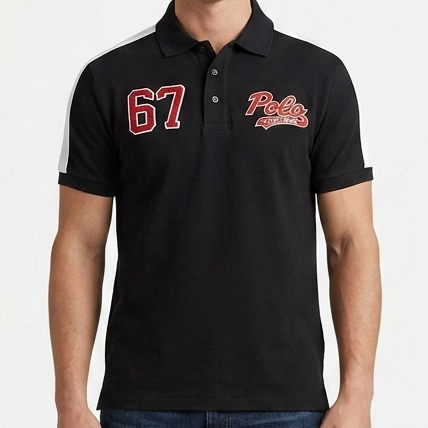 Premium Polo 67 Men’s Black Collar T-Shirt – Stylish Casual Fit