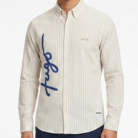 Premium Beige Striped Casual Shirt for Men