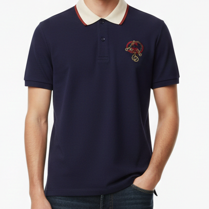 Exclusive Polo T-Shirt with Contrast Collar & Chest Embroidery