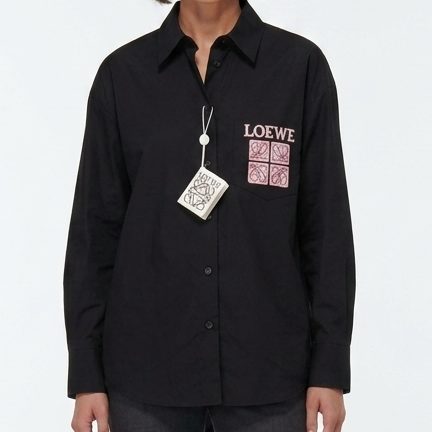 Women’s Premium Black Button-Down Shirt With Swarovski Work Logo